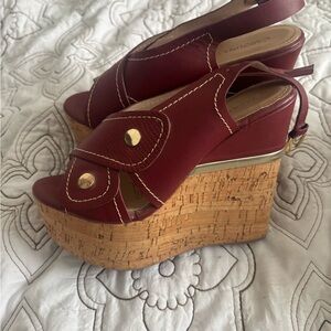 Women's Red Wedge Sandals